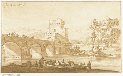 Ponte Molle nær Roma av Cornelis Brouwer