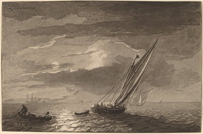 Seascape with Full Moon, 1779, publisert 1781. av Cornelis Brouwer