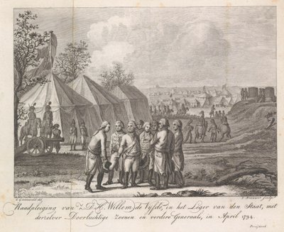 William V med sønnene sine i hærleiren, 1794 Konsultasjon av Z.D.H. William den femte, i Army of the State, med hans rolige sønner og andre generaler, i april 1794 (tittel på objekt) av Cornelis Brouwer