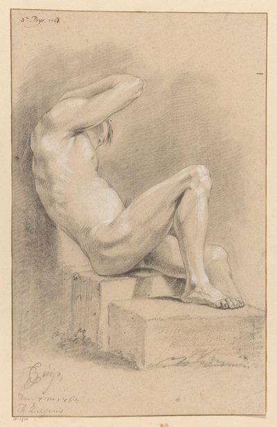 Sittende mann naken, sett fra siden (3. premie 1767) av Cornelis Buys