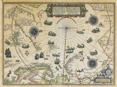 Kart over Willem Barentsz tredje reise, 1598 av Cornelis Claesz