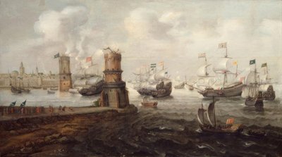 Fangst av Damiette, 5. korstog, 1219 / Gem., V. Wieringen av Cornelis Claesz  van Wieringen