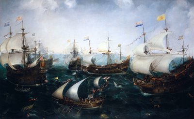 Heemskerks nederlag over spanjolene ved Gibraltar, 25. april 1607, ca. 1619 (olje på lerret) av Cornelis Claesz  van Wieringen