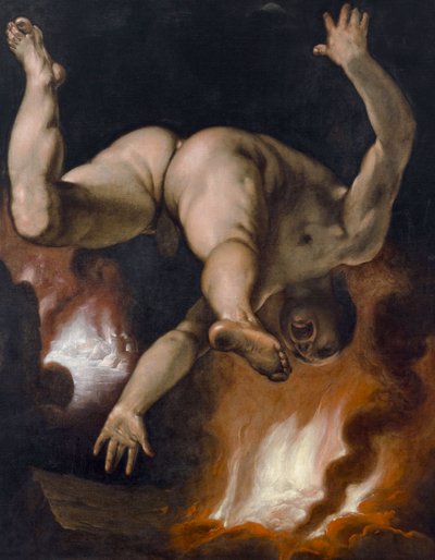 Ixions fall (Lapitenes konge, naken, faller i helvetes ild), ca. 1588 (olje på lerret) av Cornelis Cornelisz. van Haarlem