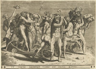 Bacchus og Venus i en vogn trukket av kentaurer av Cornelis Cort (rejected attribution)