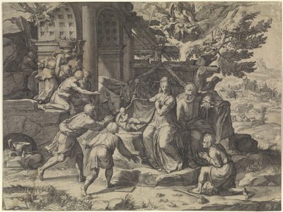 Tilbedelse av hyrdene av Cornelis Cort