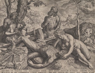 Adam og Eva klager over Abels død, 1564. av Cornelis Cort