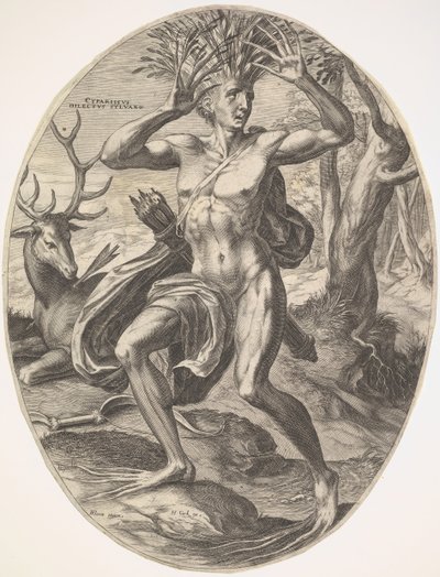 Cyparissus fra settet The Rural Gods, 1565. av Cornelis Cort