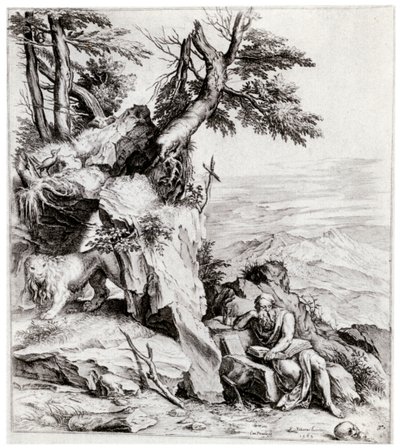 Landskap med St. Hieronymus, 1500-tallet, 1937 av Cornelis Cort