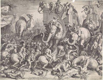 Slaget ved Zama mellom Scipio og Hannibal av Cornelis Cort