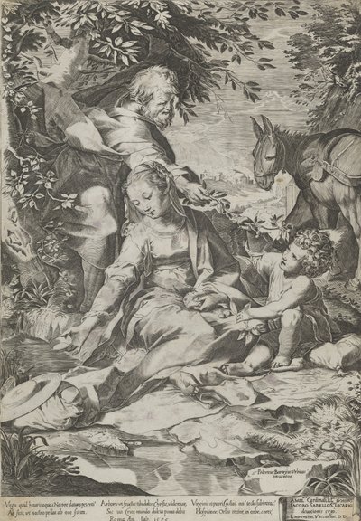 Resten på returen fra Egypt, 1575. av Cornelis Cort