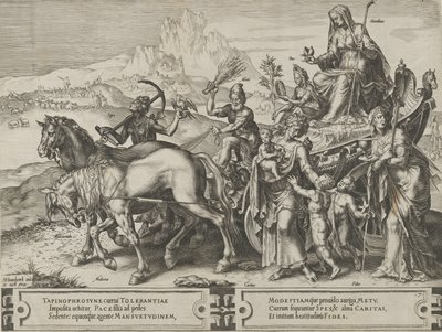 Ydmykhetens triumf, fra The Cycle of the Vicissitudes of Human Affairs, plate 7, 1564. av Cornelis Cort
