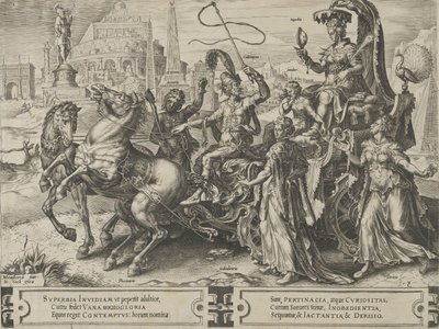 The Triumph of Pride, fra The Cycle of the Vicissitudes of Human Affairs, plate 3, 1564. av Cornelis Cort