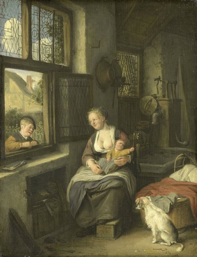 En mor med sine barn av Cornelis Dusart