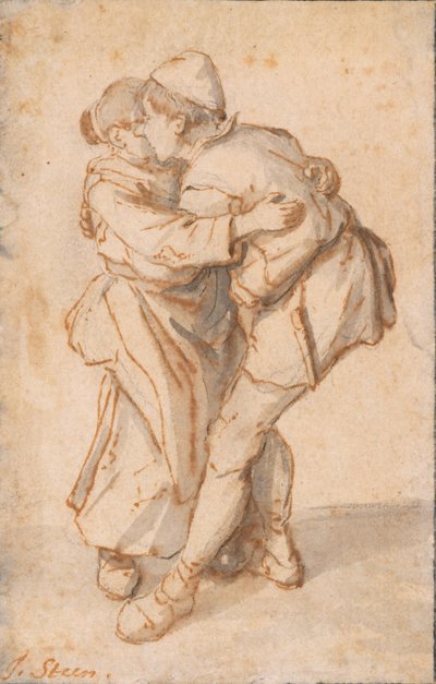 Et dansende bondepar av Cornelis Dusart