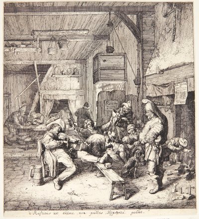 Felespiller i en krostue av Cornelis Dusart