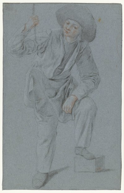 Stående gutt trekker et tau av Cornelis Dusart