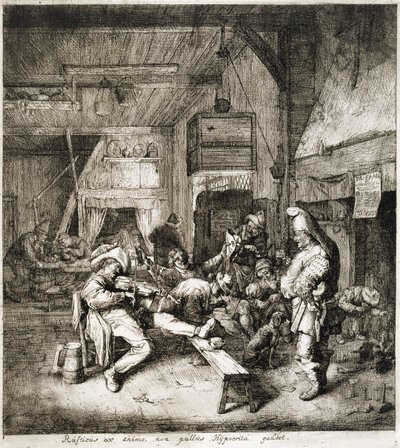 Fiolinspilleren sitter i vertshuset av Cornelis Dusart