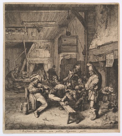 Fiolinspilleren sitter i vertshuset, 1685. av Cornelis Dusart