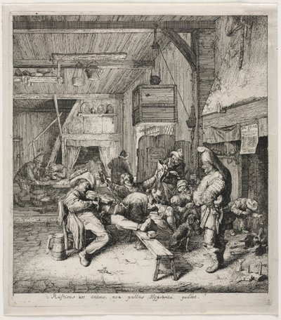 Fiolinspiller sitter i vertshuset av Cornelis Dusart