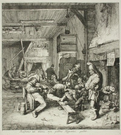 Fiolinspiller på en kro av Cornelis Dusart