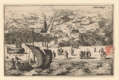 Utsikt over Scheveningen fra havet Schevelinge (tittel på objekt) av Cornelis Elandts