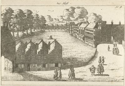 Utsikt over Buitenhof the Hoff (tittel på objekt) av Cornelis Elandts