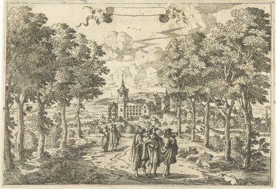 Turgåere og et slott av Cornelis Elandts