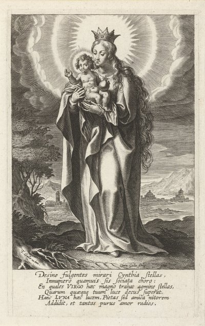 Kronet Mary med barn av Cornelis Galle (I)