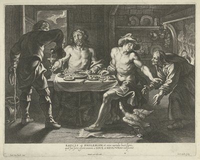 Jupiter og Merkur i huset til Filemon og Baucis av Cornelis Galle (I)