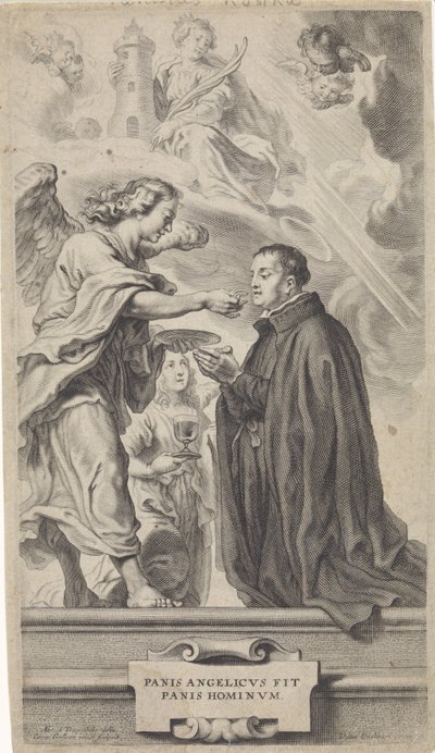 Nattverd av St. Stanislaus Kostka (?) med en engel av Cornelis Galle (II)