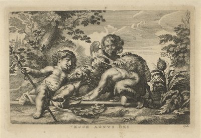 Døperen Johannes og Kristusbarnet med lam og engel av Cornelis Galle (II)