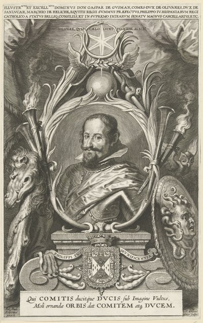 Portrett av Gaspar de Gusmán, greve av Olivares, hertug av St. Lucar av Cornelis Galle (II)