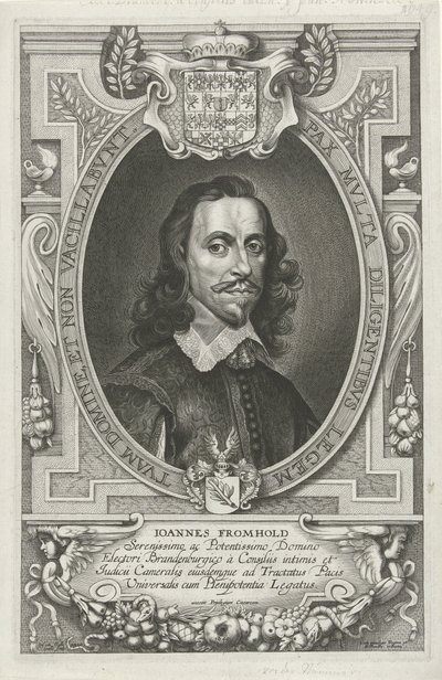 Portrett av Johann Fromhold De mest kjente ambassadørene til det kristne navnet for å pasifisere verden, klosteret og Osnabruga (...) (serietittel) av Cornelis Galle (II)