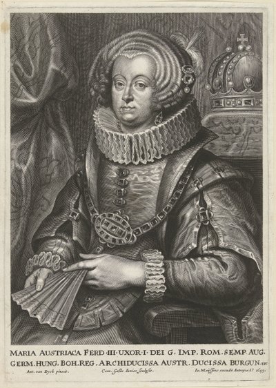 Portrett av Maria Anna av Østerrike, kone til keiser Ferdinand III av Cornelis Galle (II)