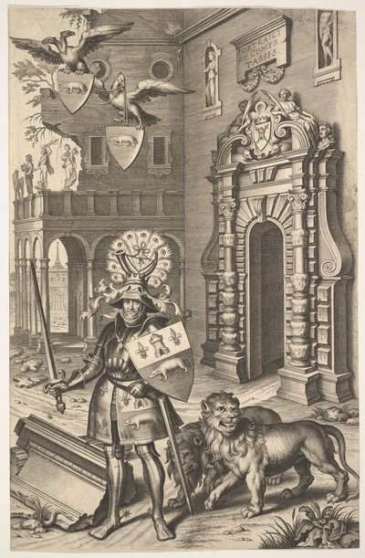 Allegorisk portrett av grev Tassis illustrasjon fra Jean Jacques Chifflet, Les marques ..., 1645. av Cornelis Galle I