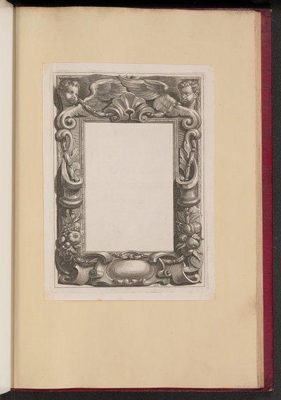 Border illustrasjon med to putti og frukt av Cornelis Galle I