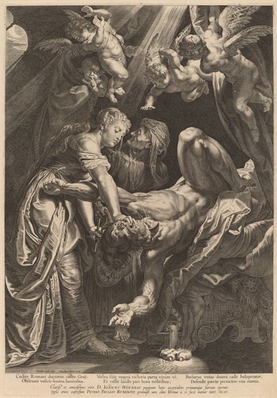 Judith halshugger Holofernes av Cornelis Galle I after Sir Peter Paul Rubens