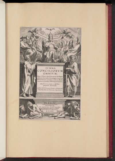 Tittelside for F. Longo a Coriolanos "Svmma Conciliorvm Omnivm" av Cornelis Galle I after Sir Peter Paul Rubens