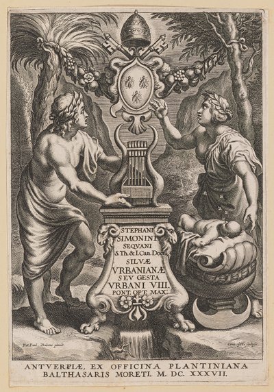 Tittelside for Stephanus Simonini, Urban Forests av Cornelis Galle I after Sir Peter Paul Rubens
