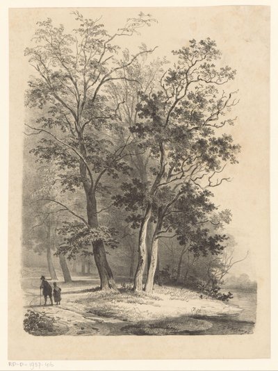 To skikkelser som går i en skog av Cornelis Gerrit Verburgh