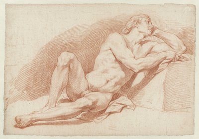 Sittende, støttende mannlig naken av Cornelis Joseph d