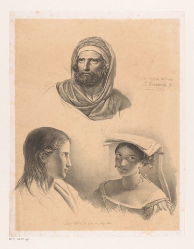 Tre portretter av Cornelis Kruseman