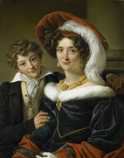 Rudolphina Wilhelmina Elizabeth de Sturler (1798-1873), andre kone til grev Johannes van den Bosch, med deres sønn Richard Leeuwenhart, 1829 av Cornelis Kruseman