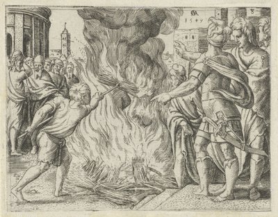 Filisterne brenner Samsons kone og svigerfar History of Samson (serietittel) av Cornelis Massijs