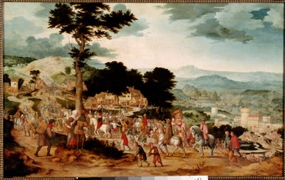 The Way of Calvary Painting av Cornelis Massys (1508-1580) Praha fra 1500-tallet, Nasjonalgalleriet av Cornelis Massys