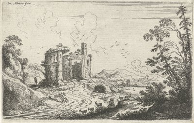 Landskap med en geitegjeter av Cornelis Matthieu