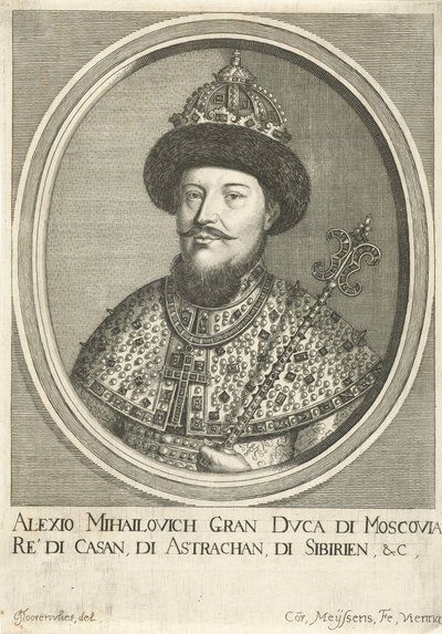 Portrett av tsaren Alexis I Mikhailovich av Russland 1629-1676, 1670 av Cornelis Meyssens