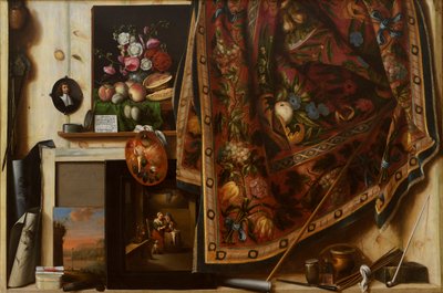 Trompe l'oeil. Et skap i kunstnerens studio av Cornelis Norbertus Gysbrechts
