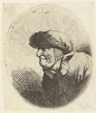 Byste av en gammel kvinne, i profil av Cornelis Pietersz. Bega